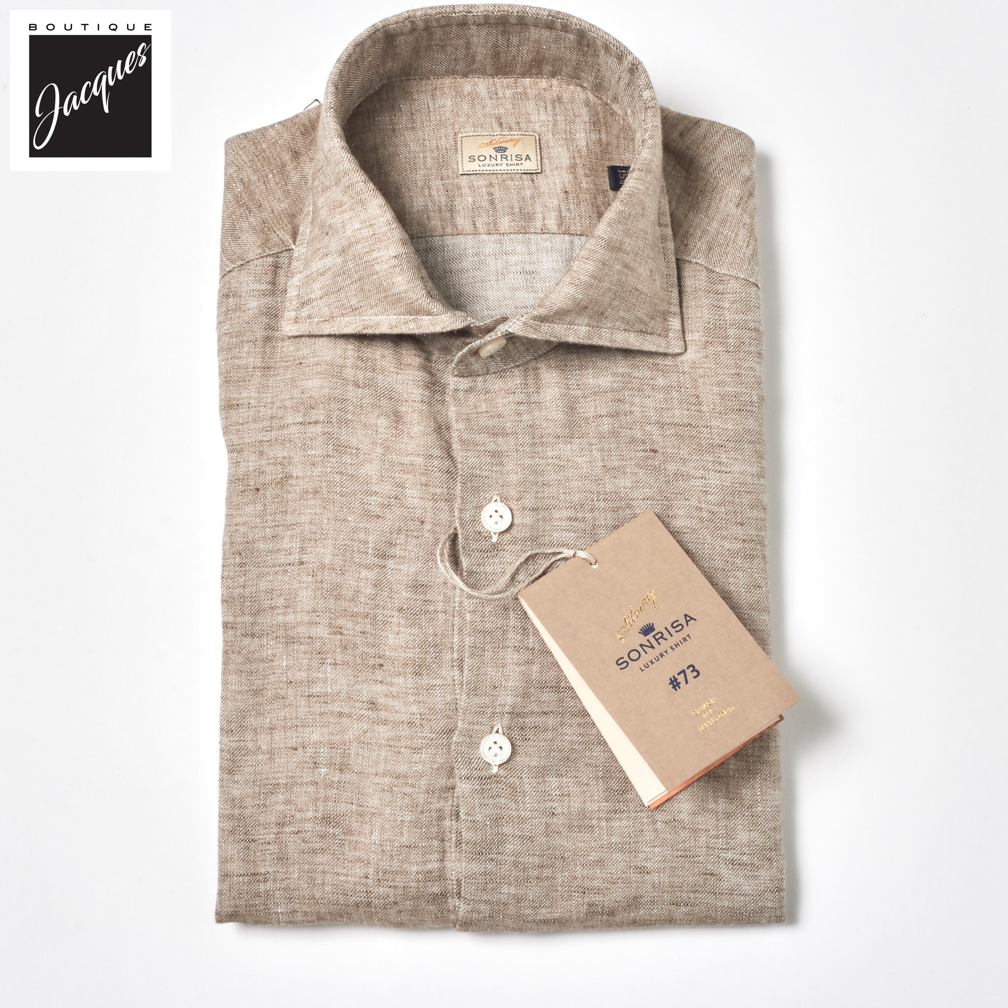Coffee Brown Garment-Dyed Linen Modern Fit Casual Shirt - SONRISA