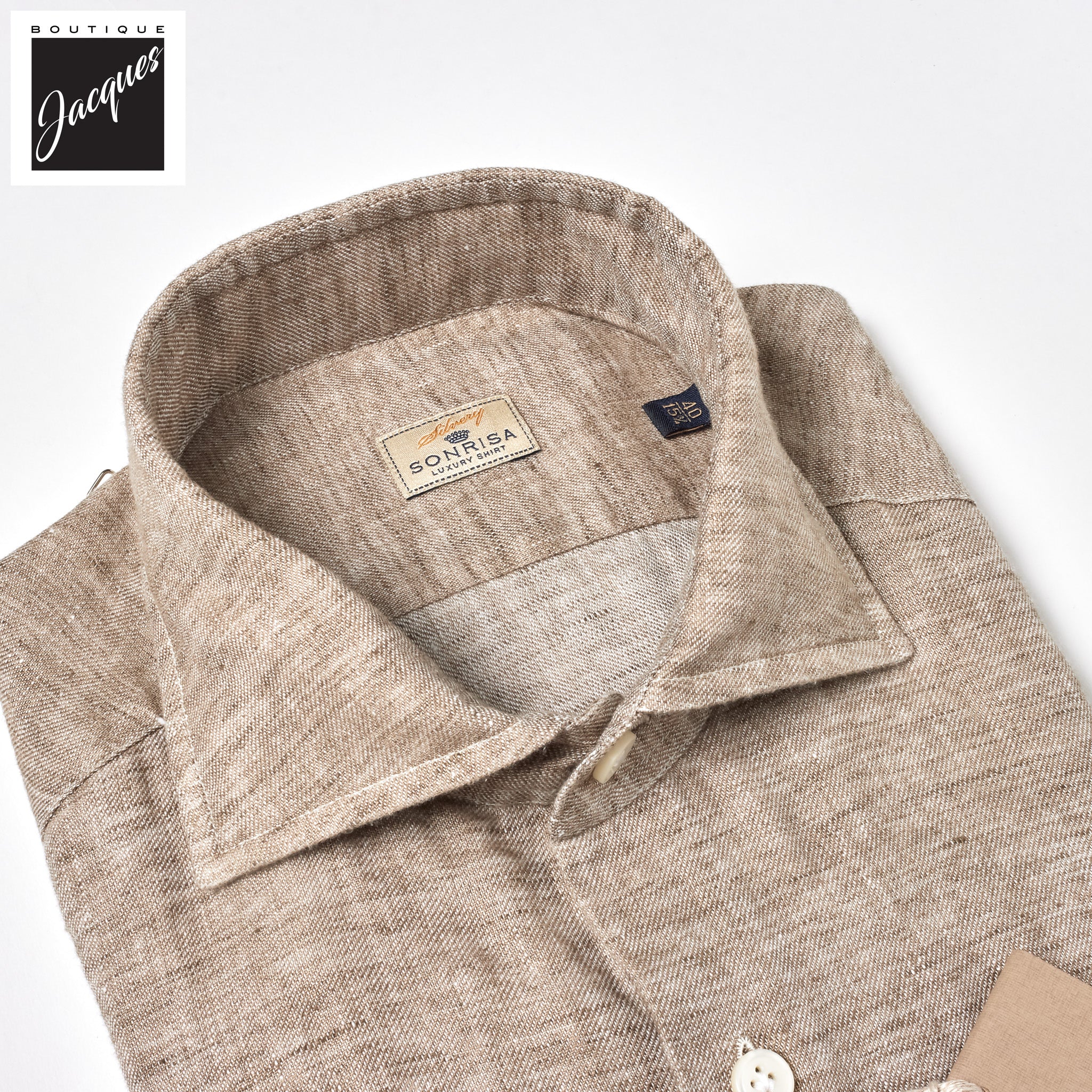 Coffee Brown Garment-Dyed Linen Modern Fit Casual Shirt - SONRISA