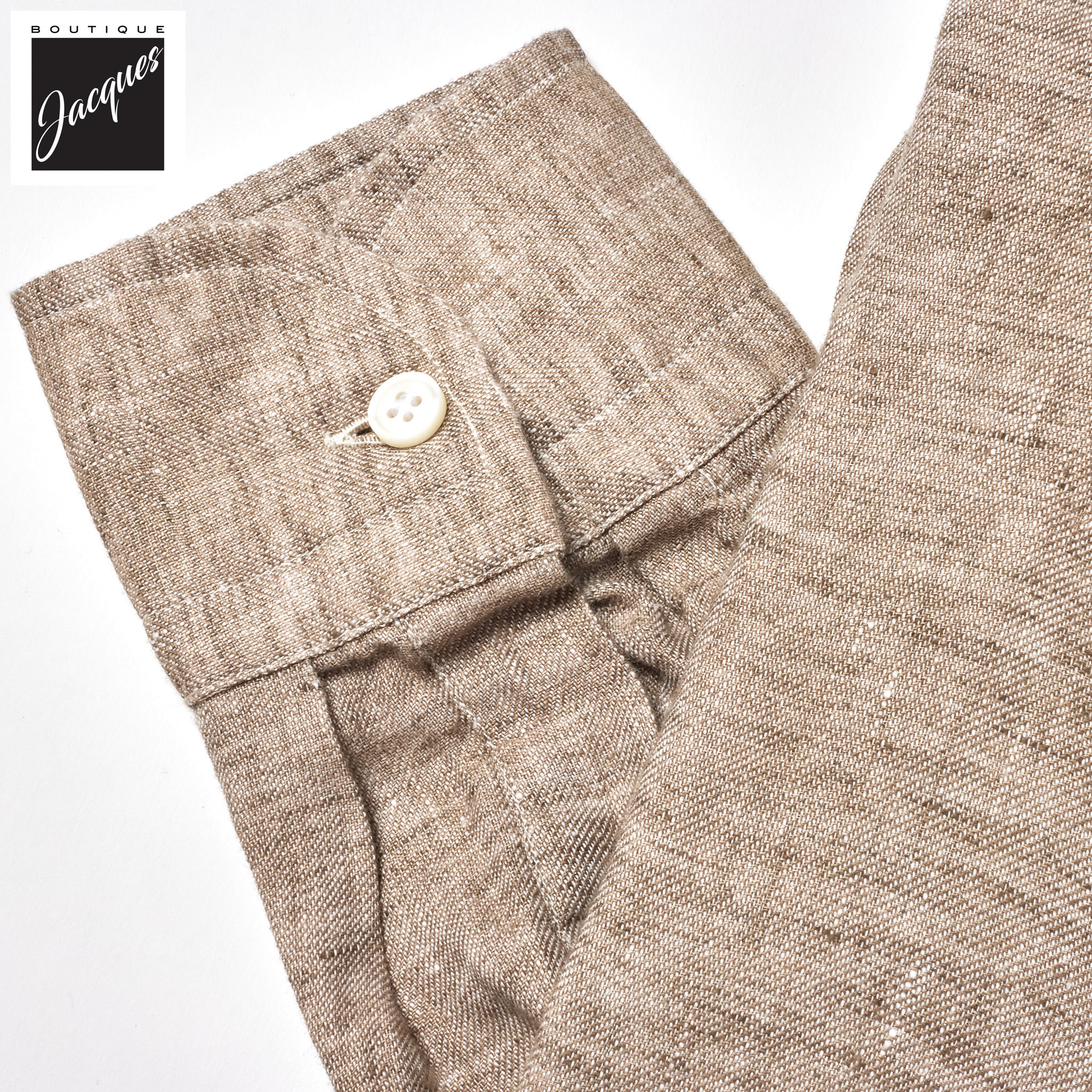 Coffee Brown Garment-Dyed Linen Modern Fit Casual Shirt - SONRISA