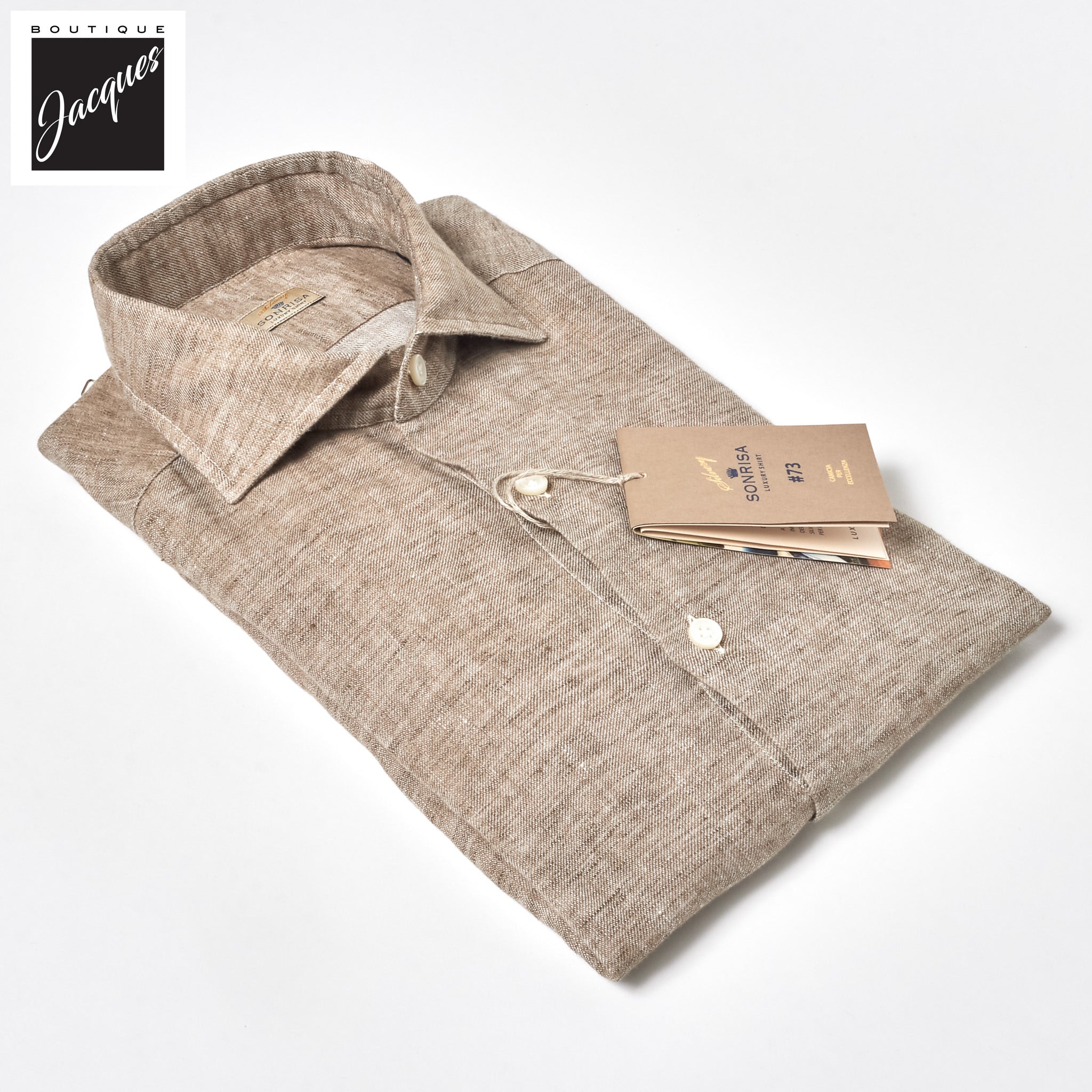 Coffee Brown Garment-Dyed Linen Modern Fit Casual Shirt - SONRISA