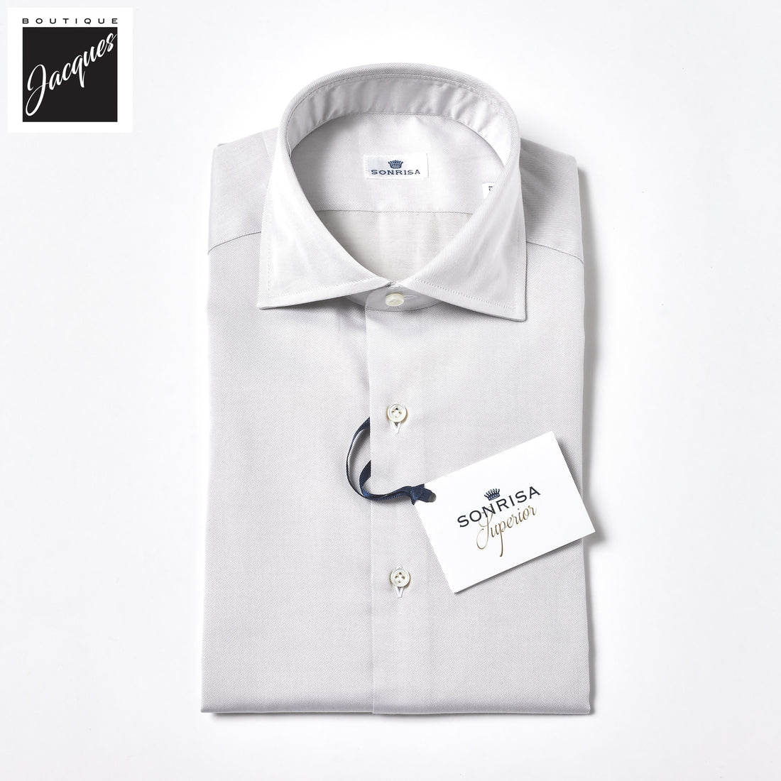 Ice Gray Superior Cotton Twill Modern Fit Dress Shirt - SONRISA - Boutique Jacques International