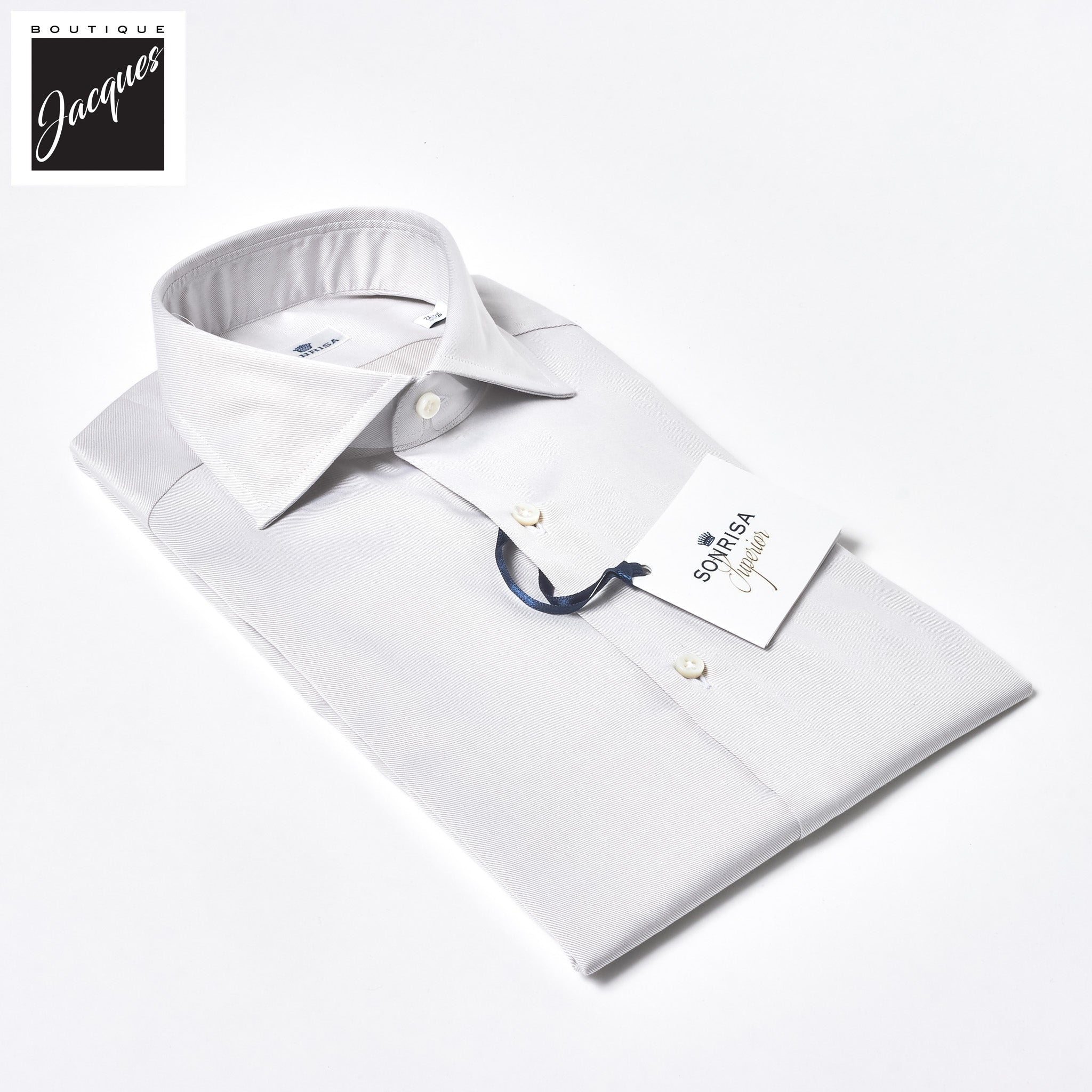 Ice Gray Superior Cotton Twill Modern Fit Dress Shirt - SONRISA - Boutique Jacques International