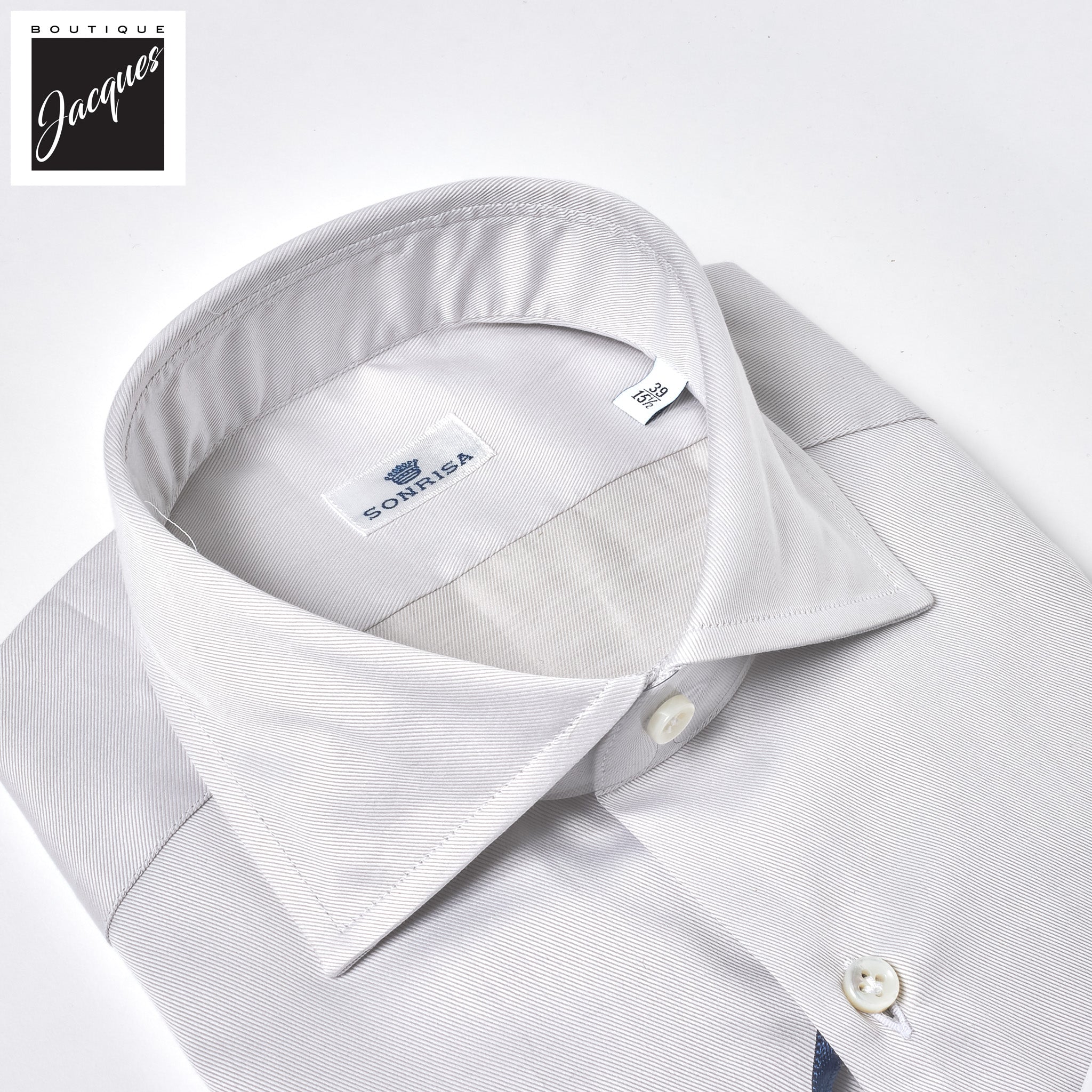 Ice Gray Superior Cotton Twill Modern Fit Dress Shirt - SONRISA - Boutique Jacques International