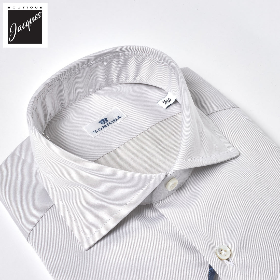 Ice Gray Superior Cotton Twill Modern Fit Dress Shirt - SONRISA - Boutique Jacques International
