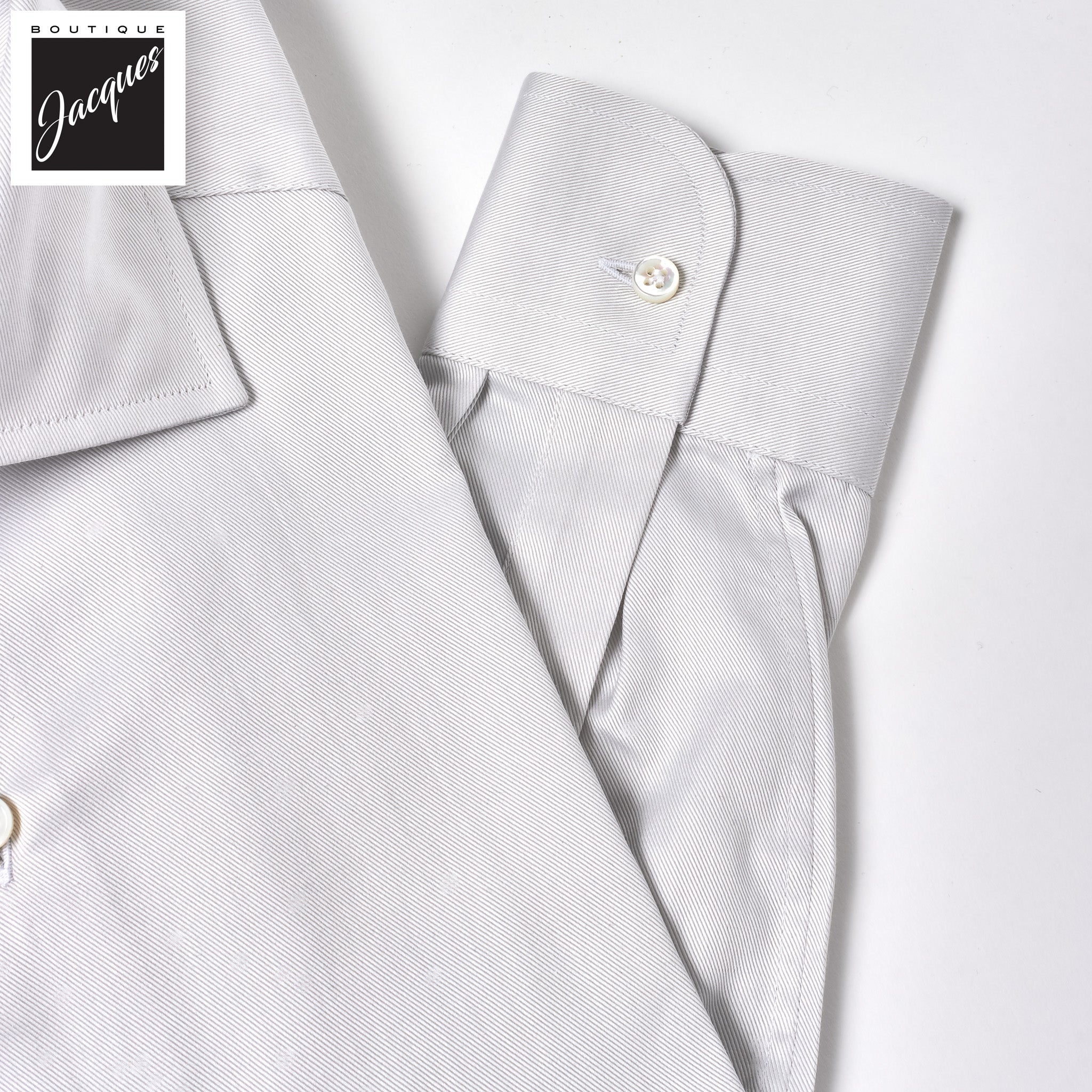 Ice Gray Superior Cotton Twill Modern Fit Dress Shirt - SONRISA - Boutique Jacques International