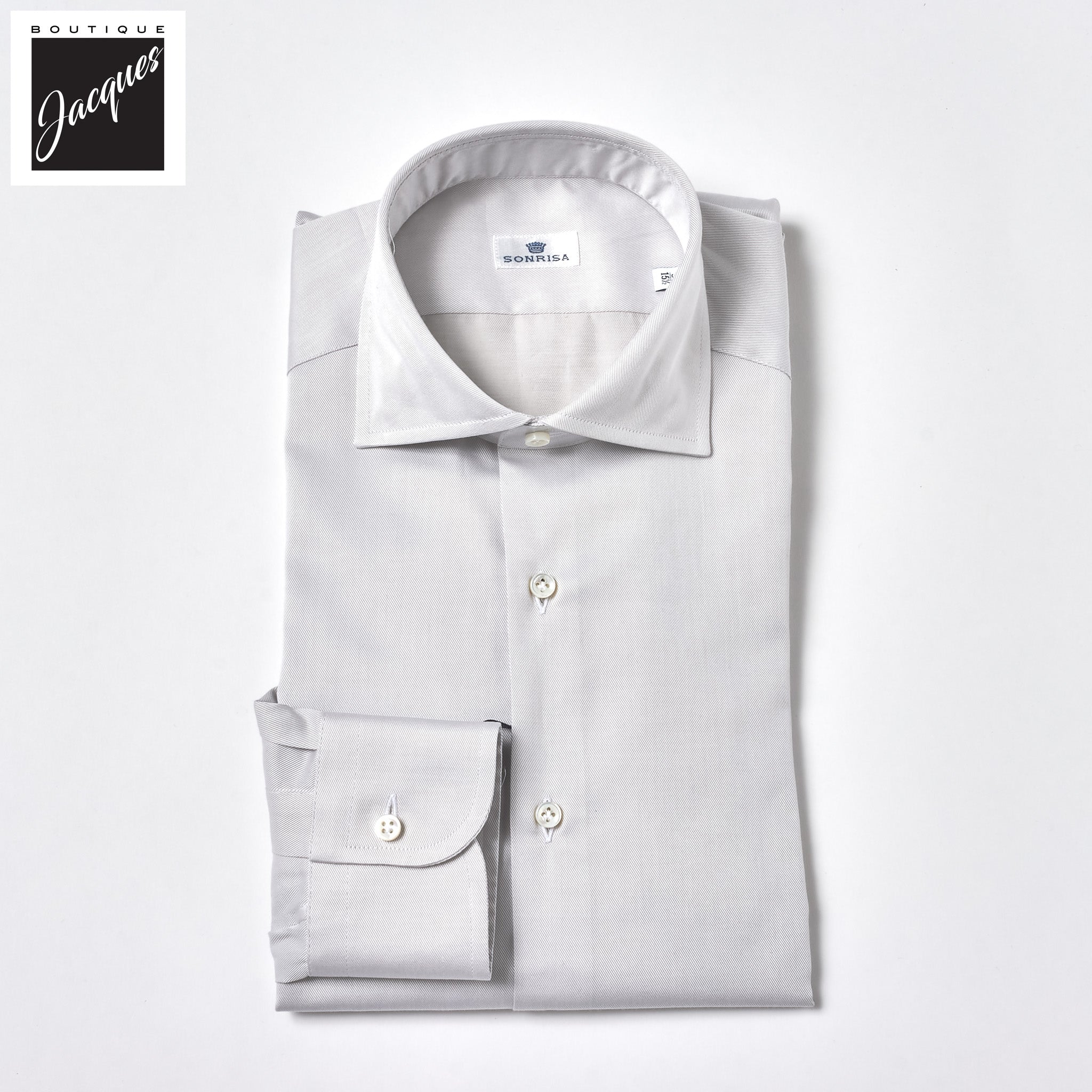 Ice Gray Superior Cotton Twill Modern Fit Dress Shirt - SONRISA - Boutique Jacques International