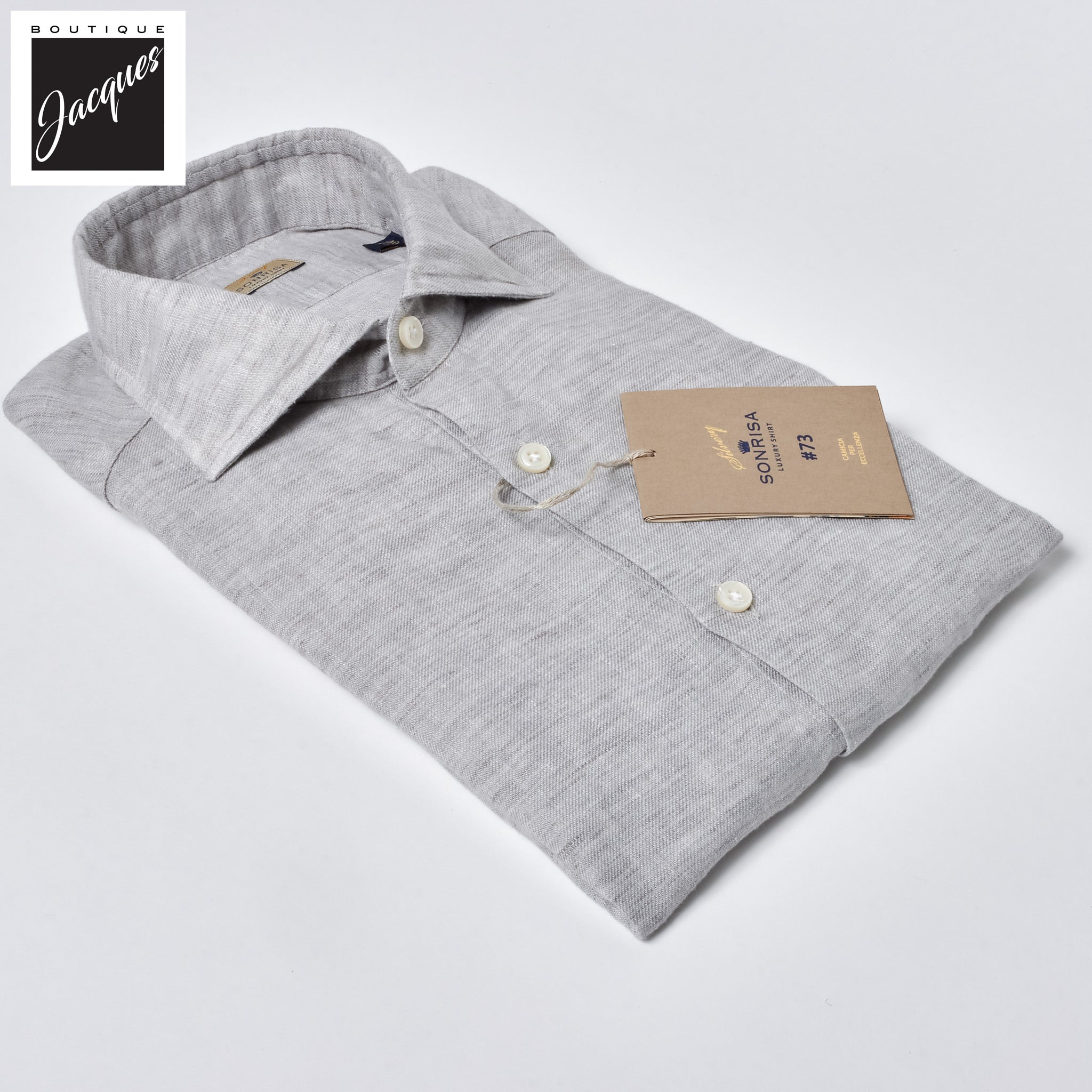 Light Gray Garment-Dyed Linen Modern Fit Casual Shirt - SONRISA