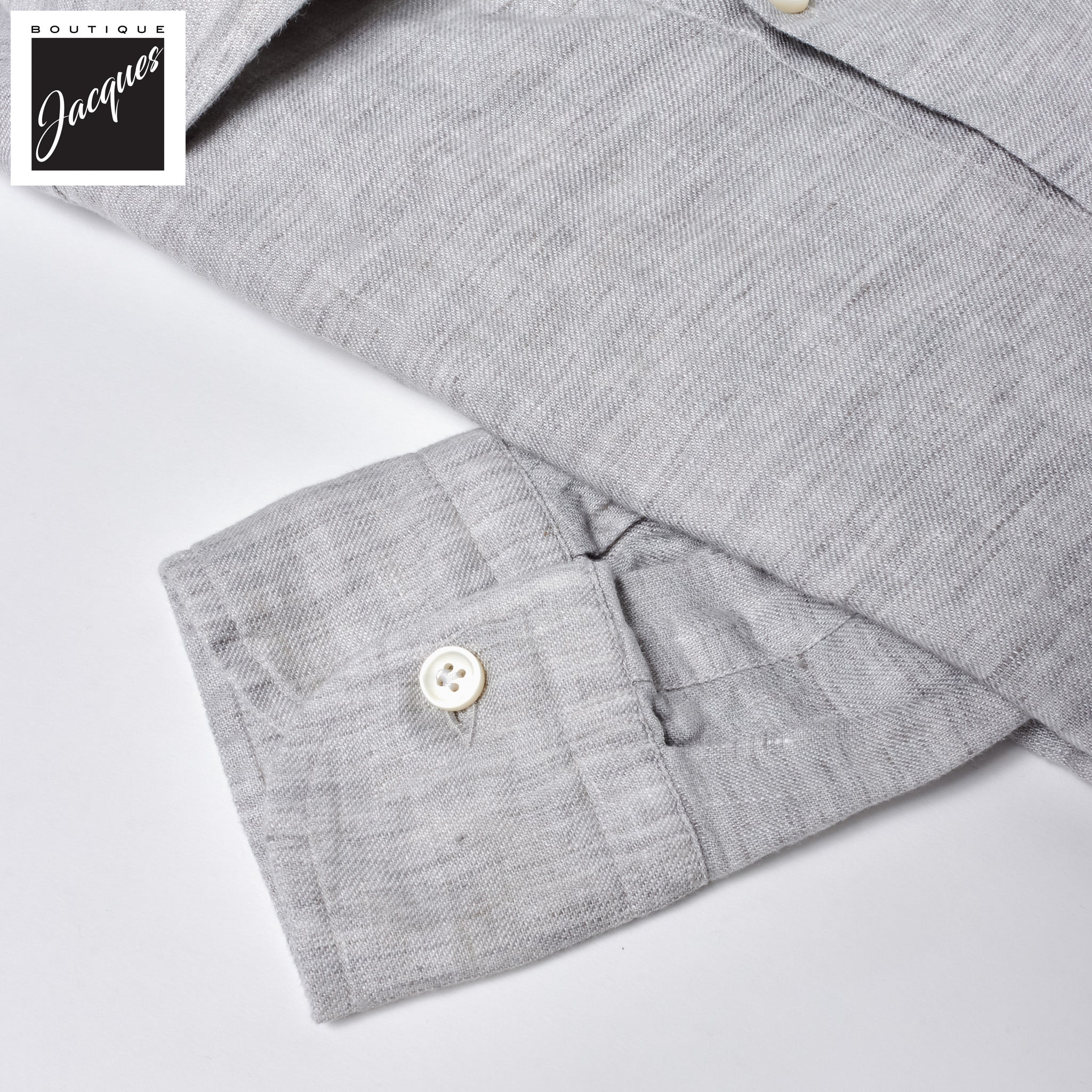 Light Gray Garment-Dyed Linen Modern Fit Casual Shirt - SONRISA