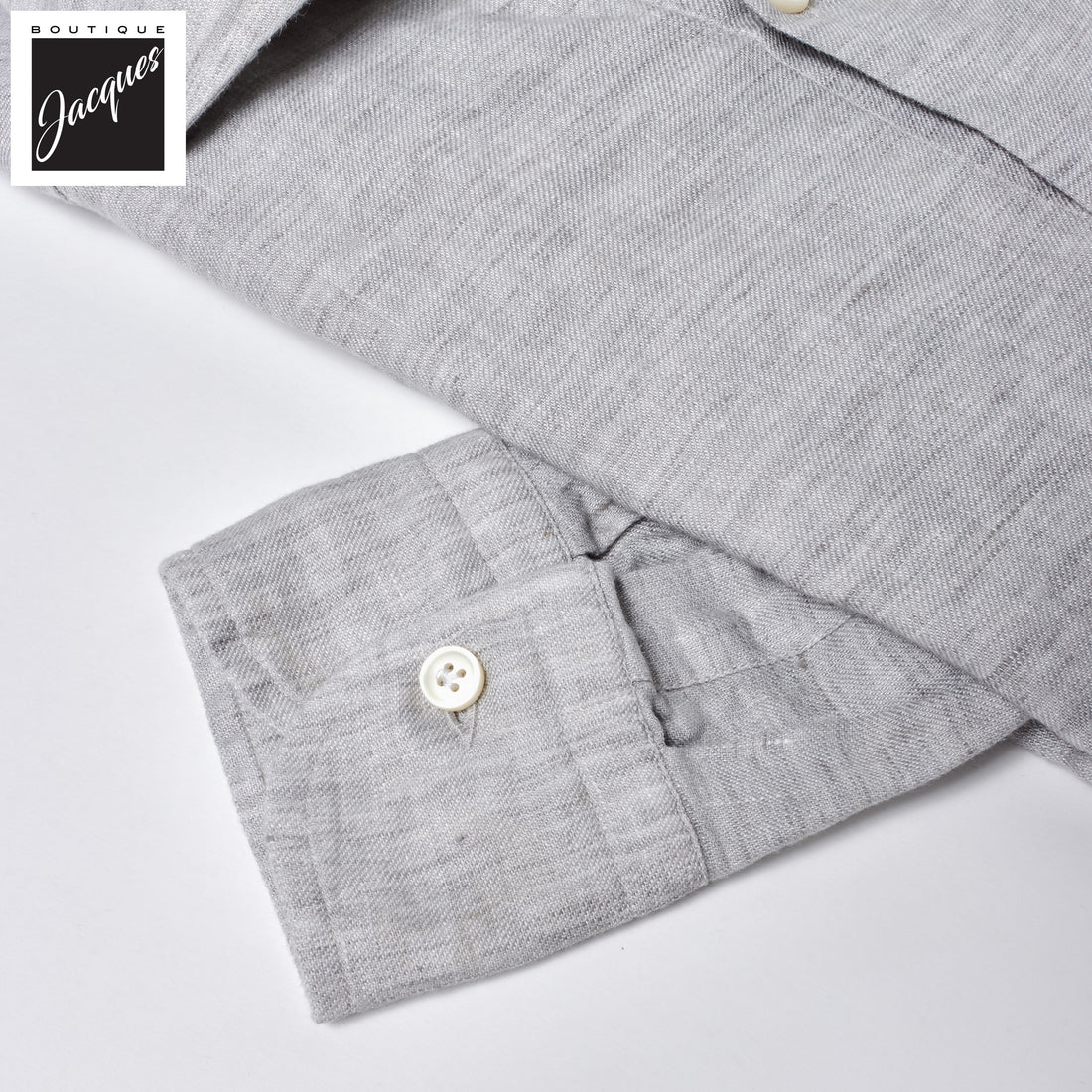 Light Gray Garment-Dyed Linen Modern Fit Casual Shirt - SONRISA