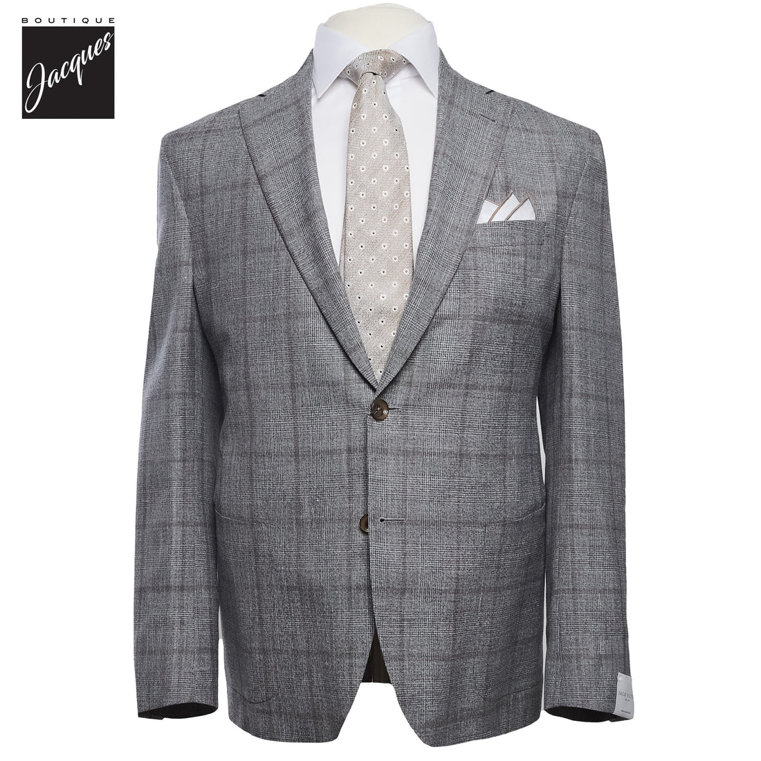 Gray Check Irving Contemporary Fit Wool/Silk/Linen Suit - Jack Victor