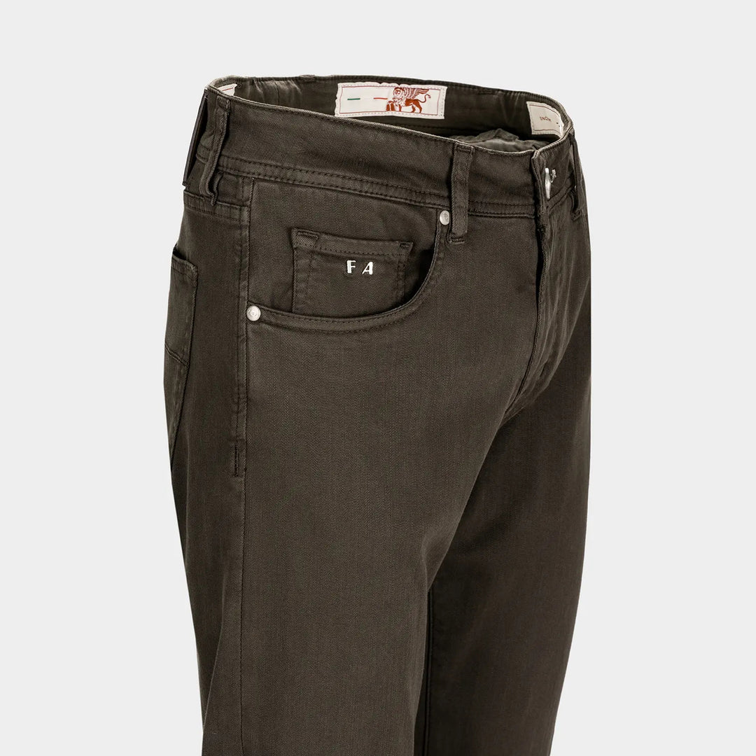 Coffee Brown Soft Dye Michelangelo Fit Super-Stretch Pants - TRAMAROSSA