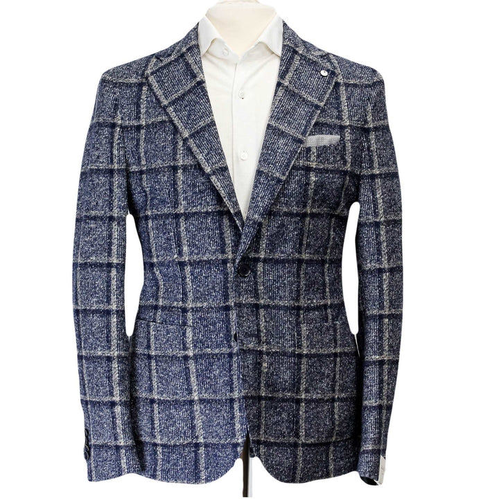 Blue Check Wool Jersey Contemporary Fit Sport Jacket - L.B.M 1911