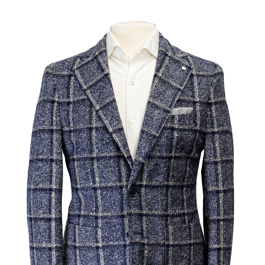 Blue Check Wool Jersey Contemporary Fit Sport Jacket - L.B.M 1911