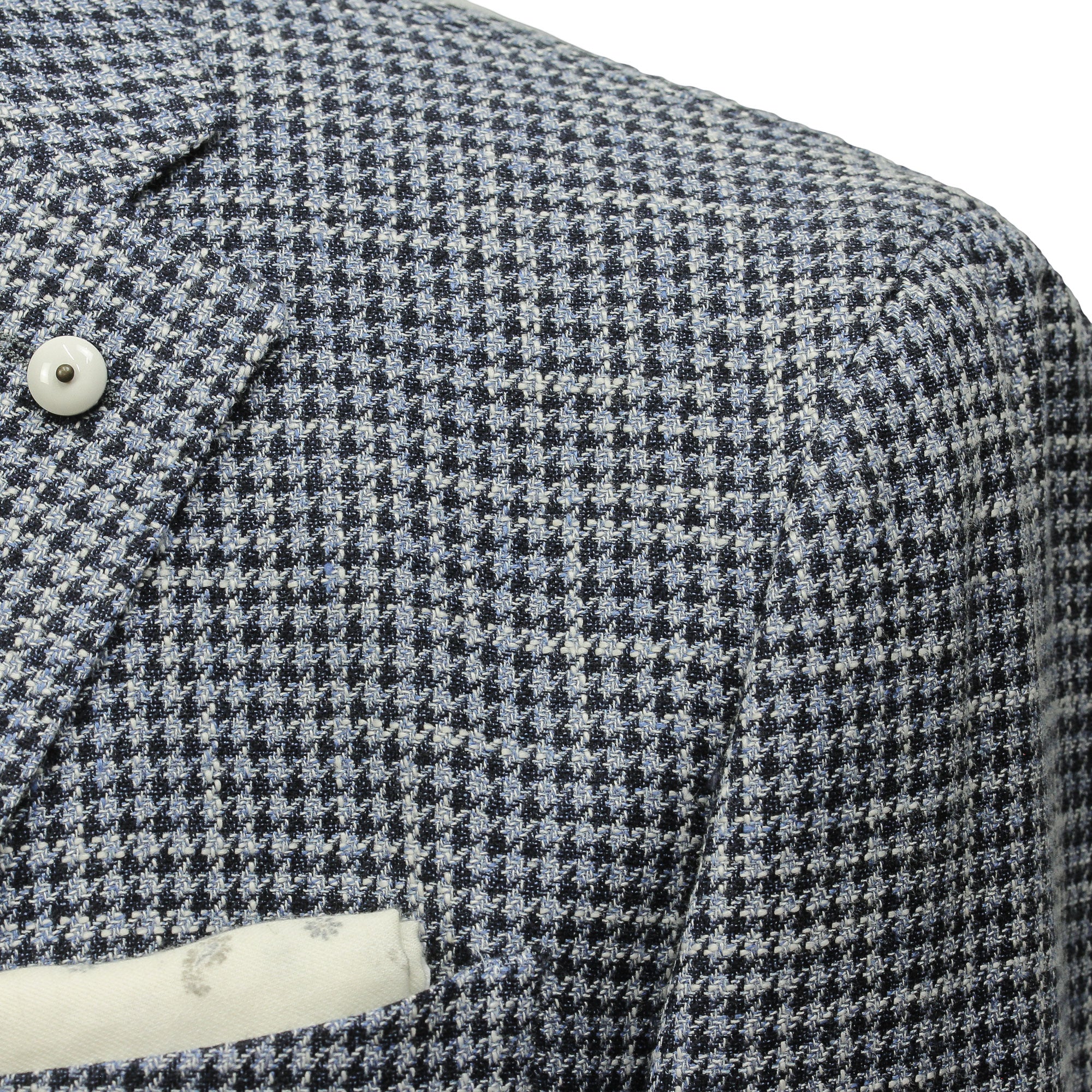Blue Houndstooth Wool/Cotton/Linen Unconstructed Contemporary Sport Coat - L.B.M. 1911