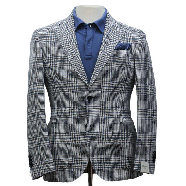 Blue Prince of Wales Cotton Contemporary Fit Sport Jacket - L.B.M 1911