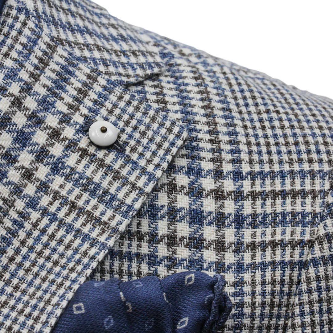 Blue Prince of Wales Cotton Contemporary Fit Sport Jacket - L.B.M 1911