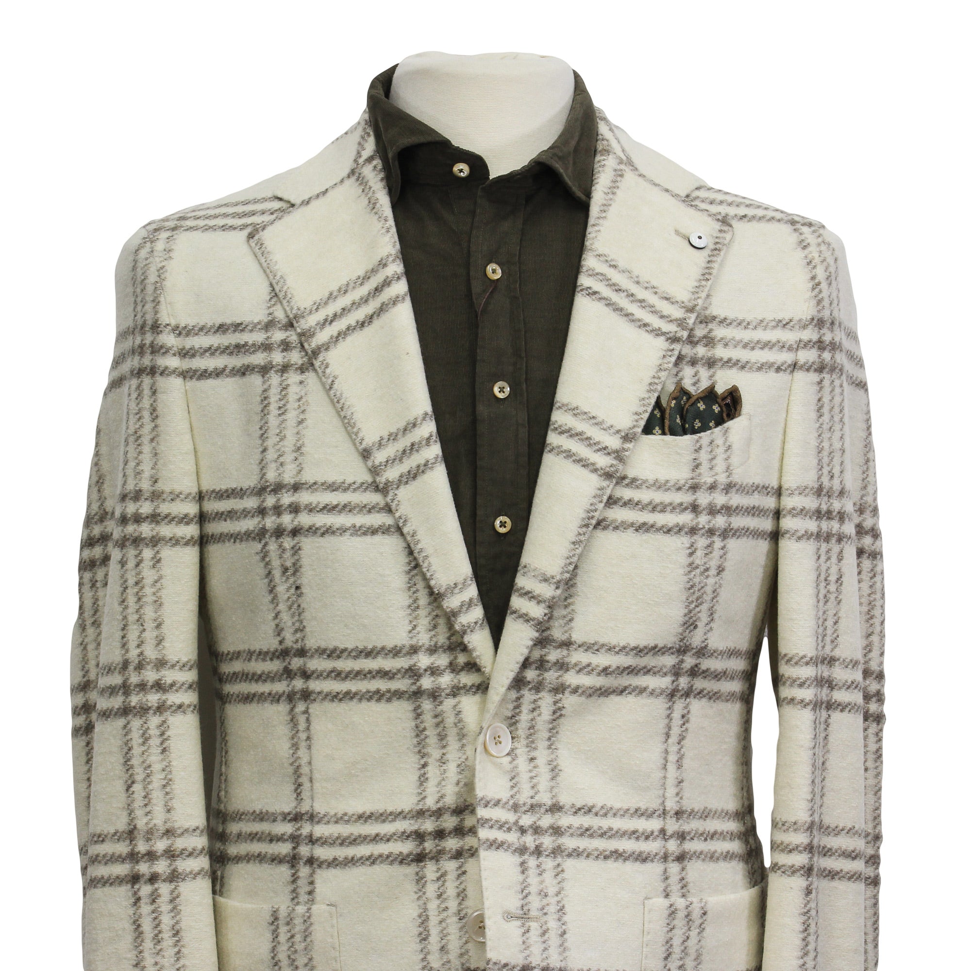 Cream Check Wool-Blend Unconstructed Contemporary Sport Jacket - L.B.M. 1911