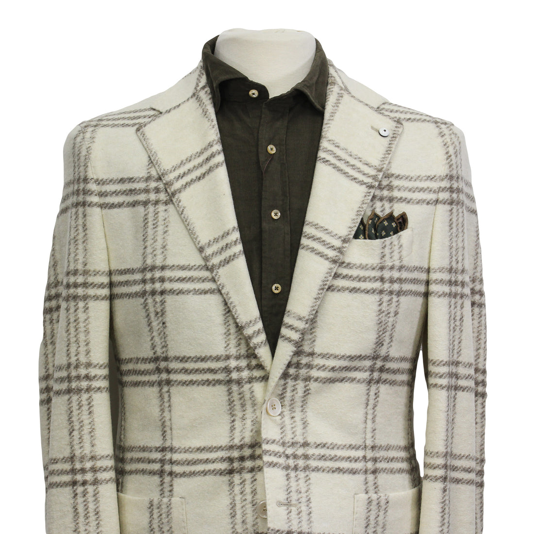 Cream Check Wool-Blend Unconstructed Contemporary Sport Jacket - L.B.M. 1911