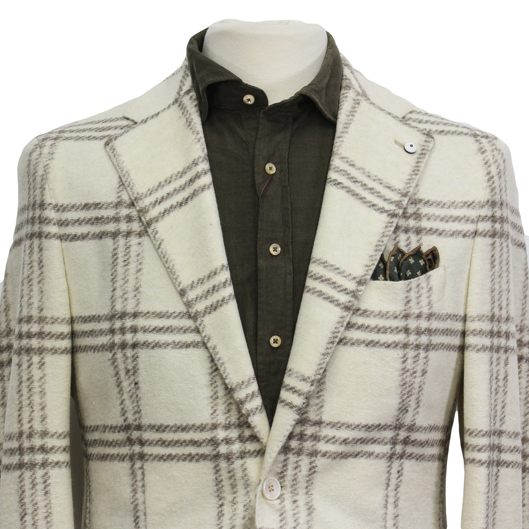 Cream Check Wool-Blend Unconstructed Contemporary Sport Jacket - L.B.M. 1911