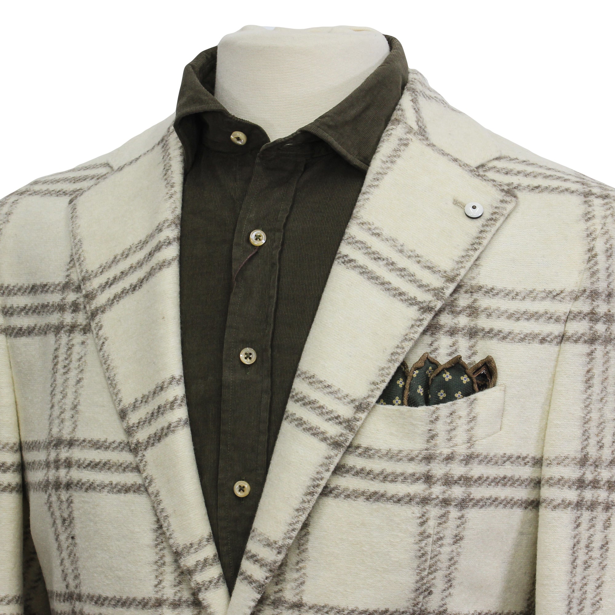 Cream Check Wool-Blend Unconstructed Contemporary Sport Jacket - L.B.M. 1911