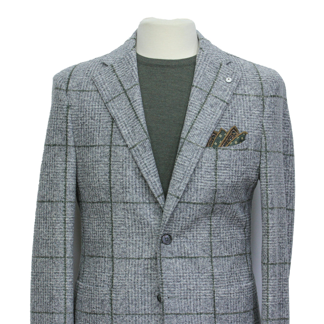 Gray Check Cotton-Wool Unconstructed Contemporary Sport Jacket - L.B.M. 1911