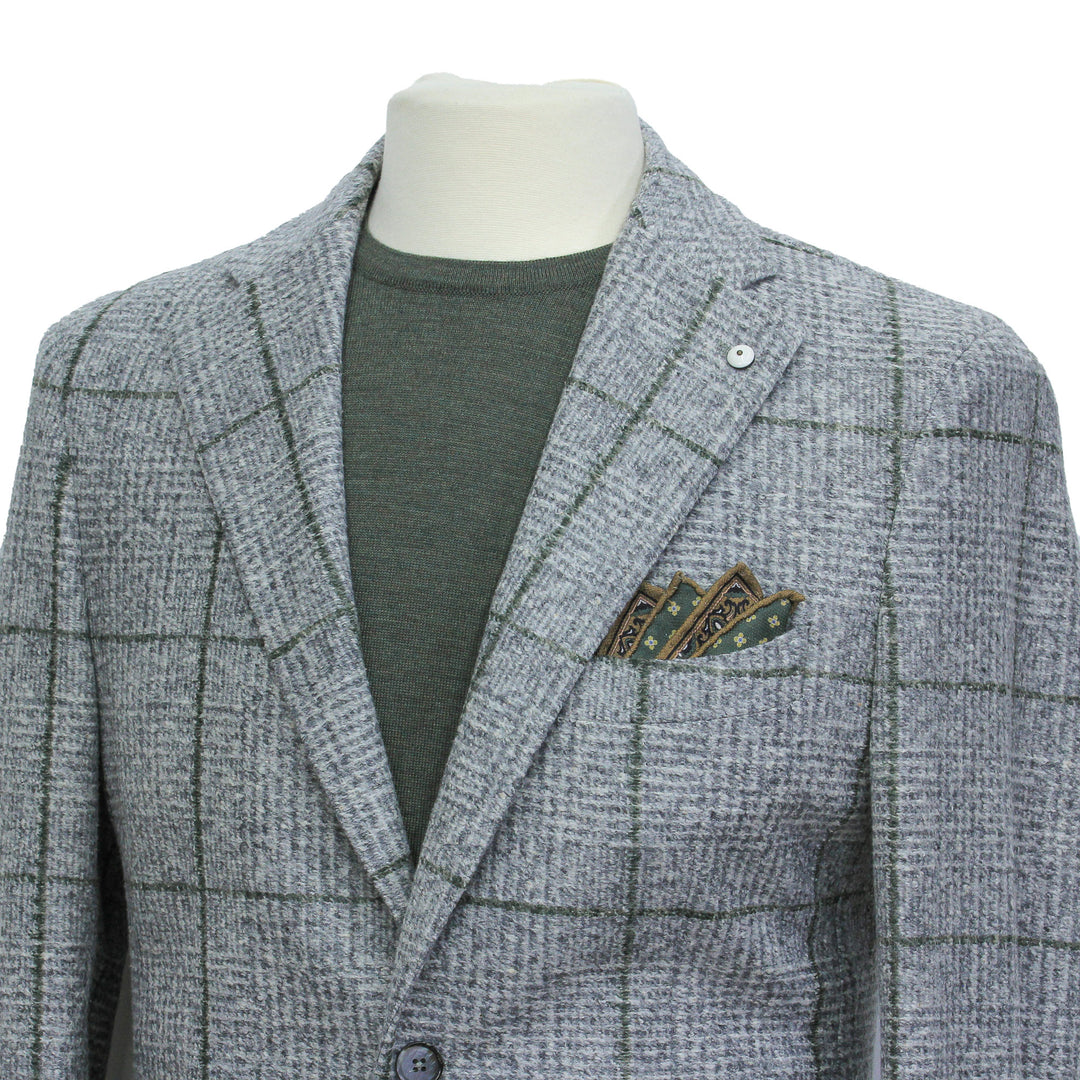 Gray Check Cotton-Wool Unconstructed Contemporary Sport Jacket - L.B.M. 1911