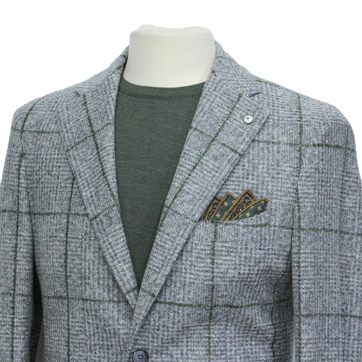 Gray Check Cotton-Wool Unconstructed Contemporary Sport Jacket - L.B.M. 1911