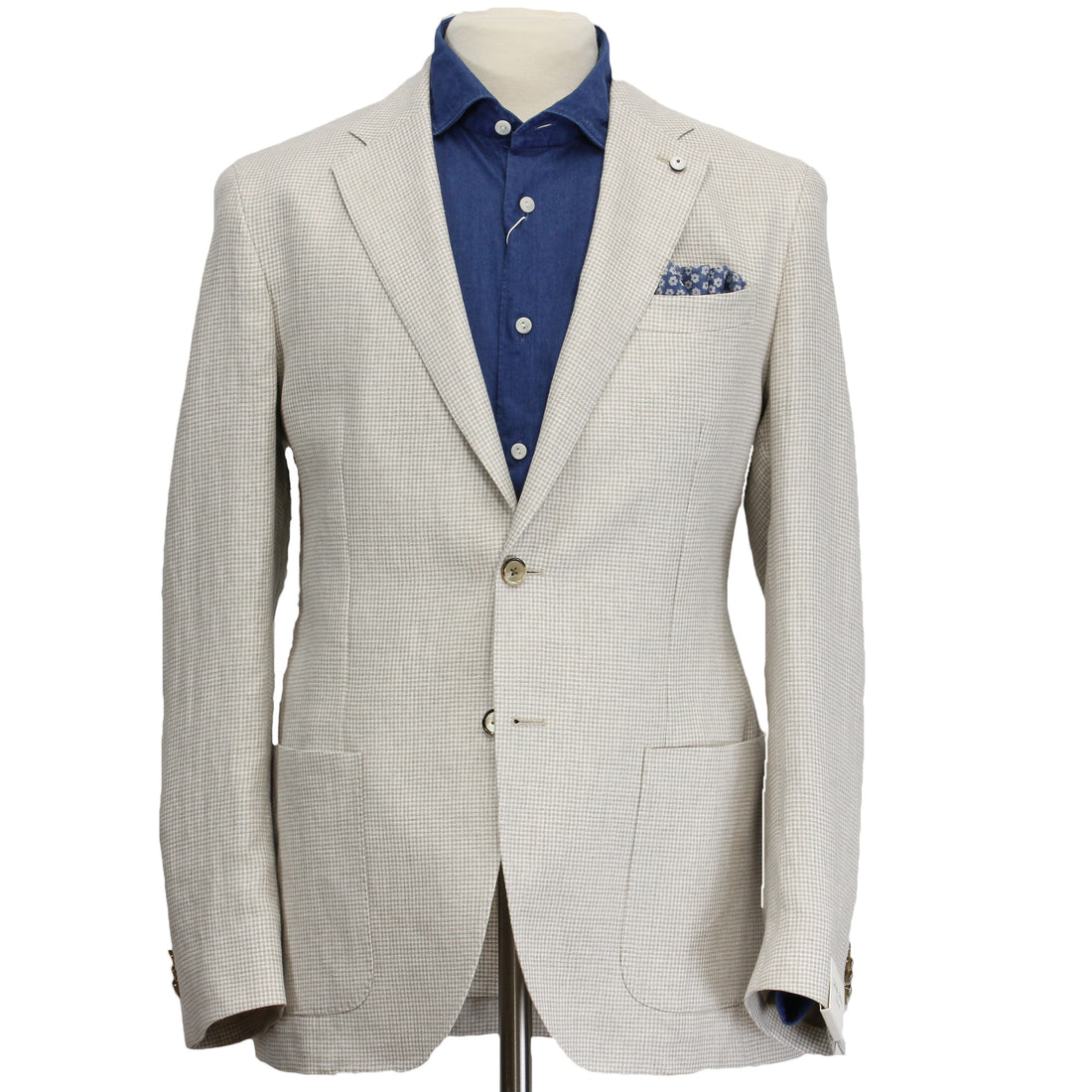 Oatmeal Houndstooth Linen Unconstructed Jacket - LBM 1911 - Boutique Jacques International