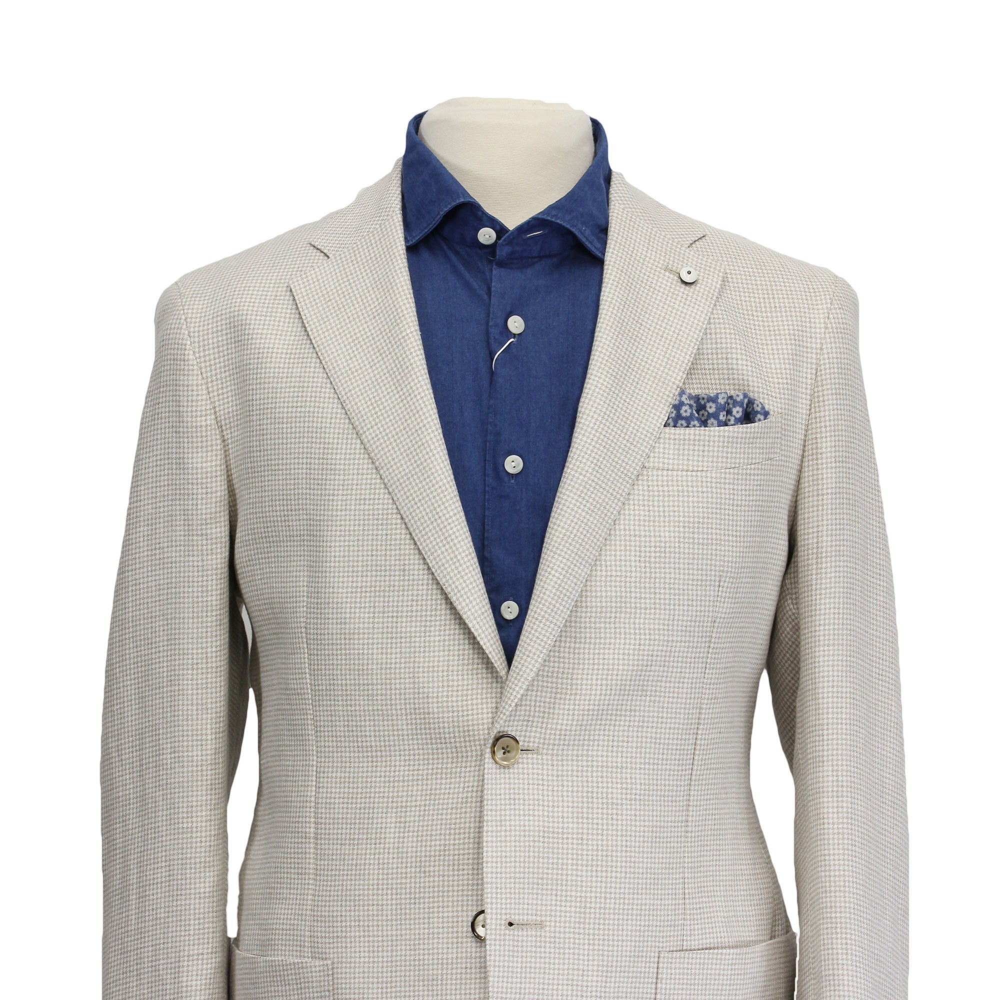 Oatmeal Houndstooth Linen Unconstructed Jacket - LBM 1911 - Boutique Jacques International