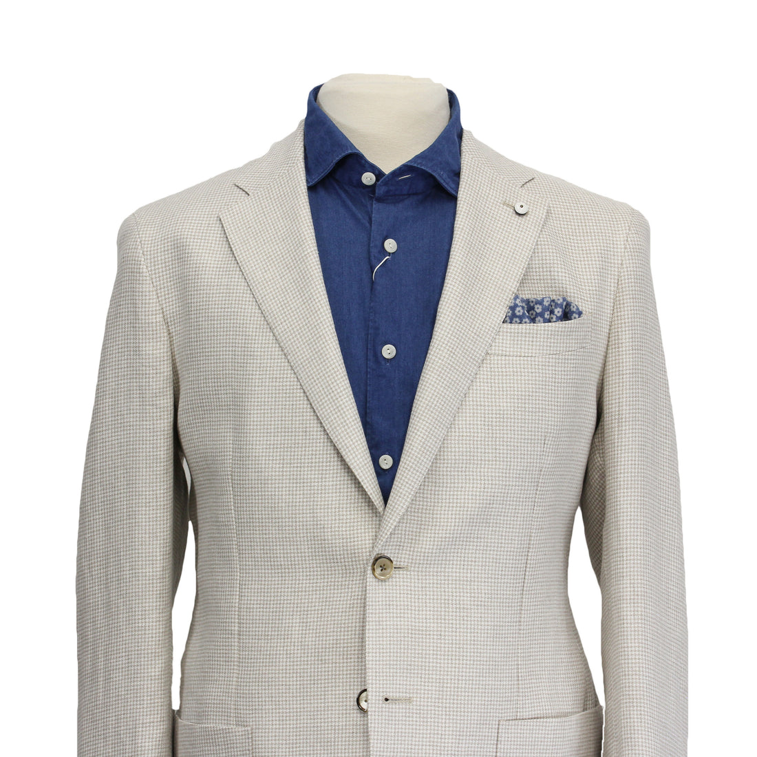 Oatmeal Houndstooth Linen Unconstructed Jacket - LBM 1911 - Boutique Jacques International