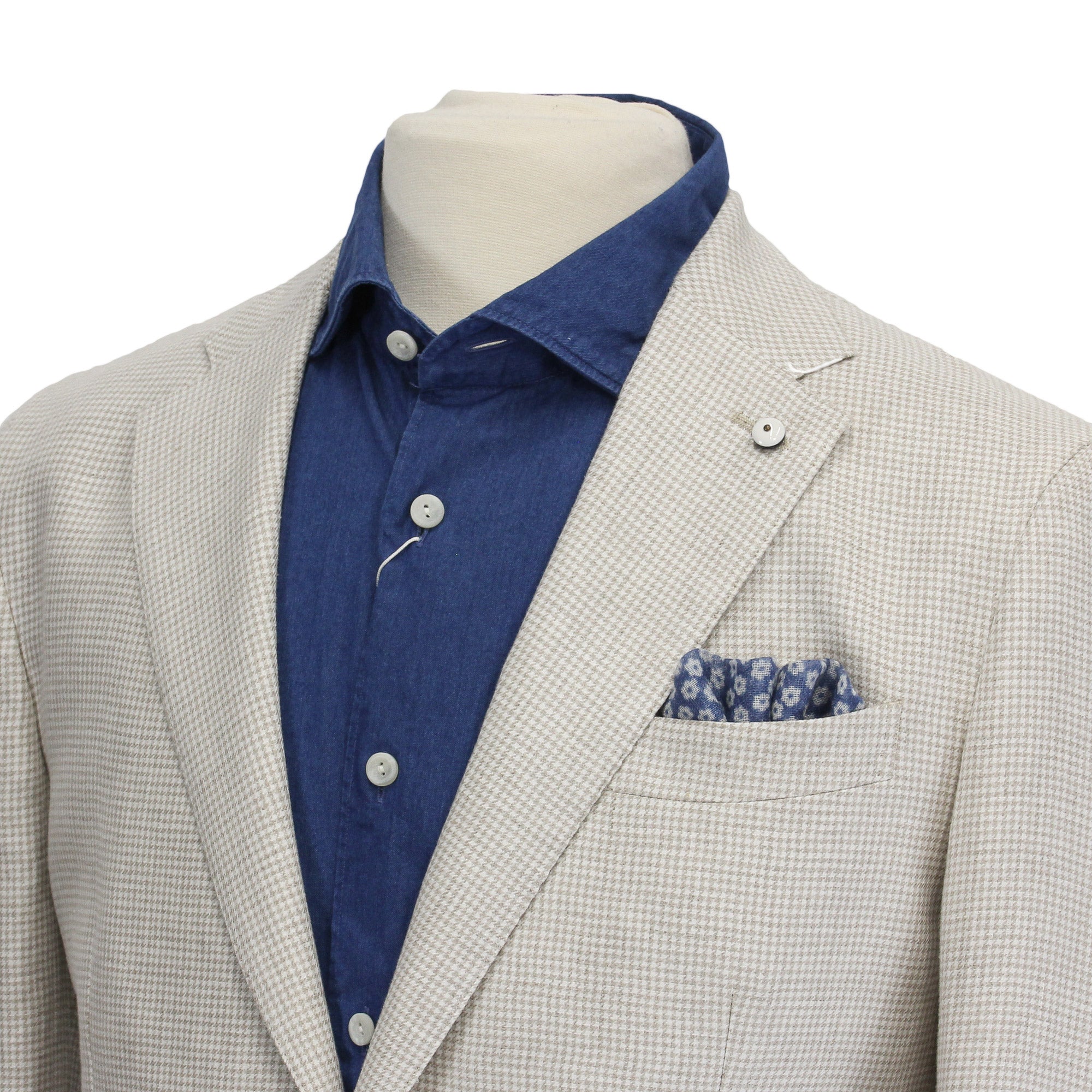 Oatmeal Houndstooth Linen Unconstructed Jacket - LBM 1911 - Boutique Jacques International