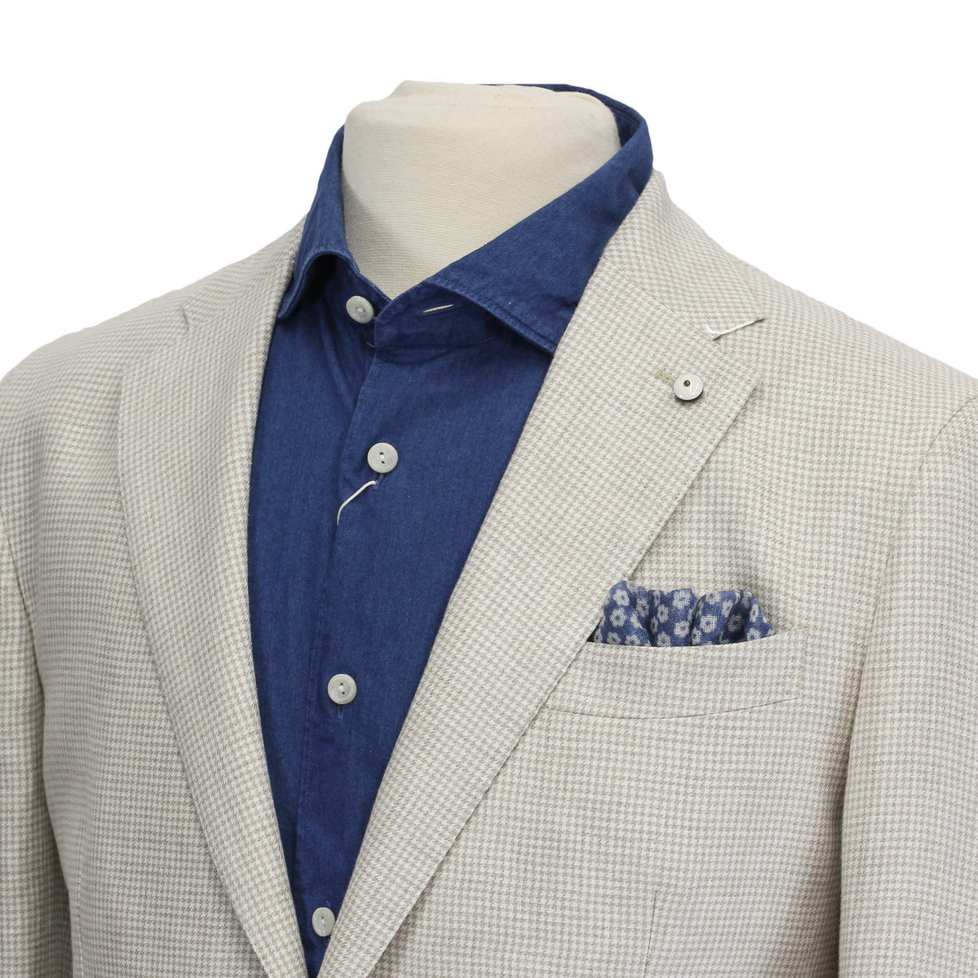 Oatmeal Houndstooth Linen Unconstructed Jacket - LBM 1911 - Boutique Jacques International