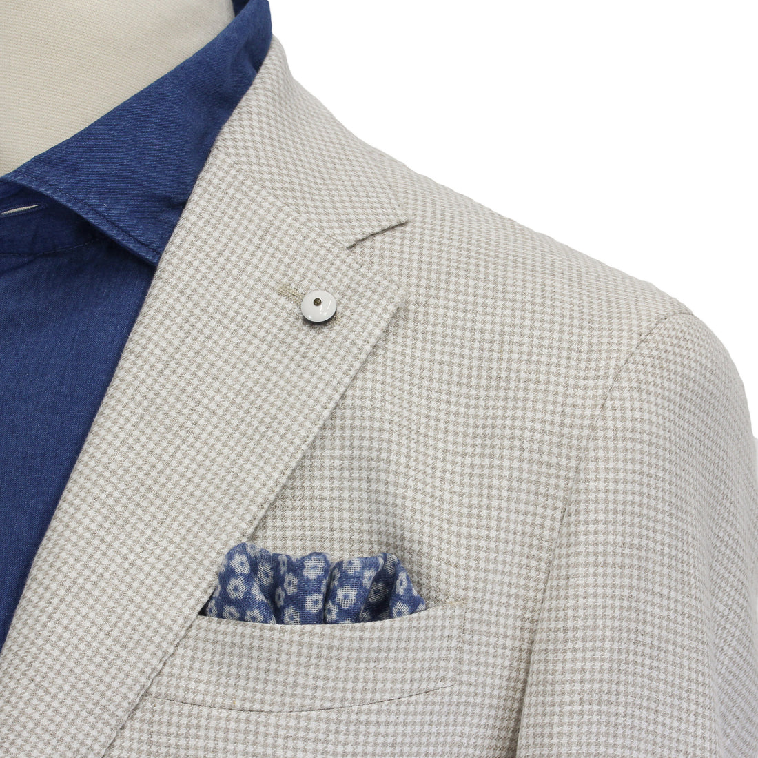 Oatmeal Houndstooth Linen Unconstructed Jacket - LBM 1911 - Boutique Jacques International