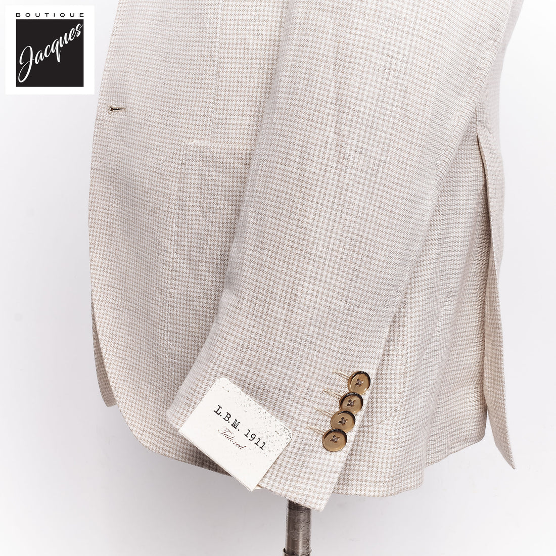 Oatmeal Houndstooth Linen Unconstructed Jacket - LBM 1911 - Boutique Jacques International