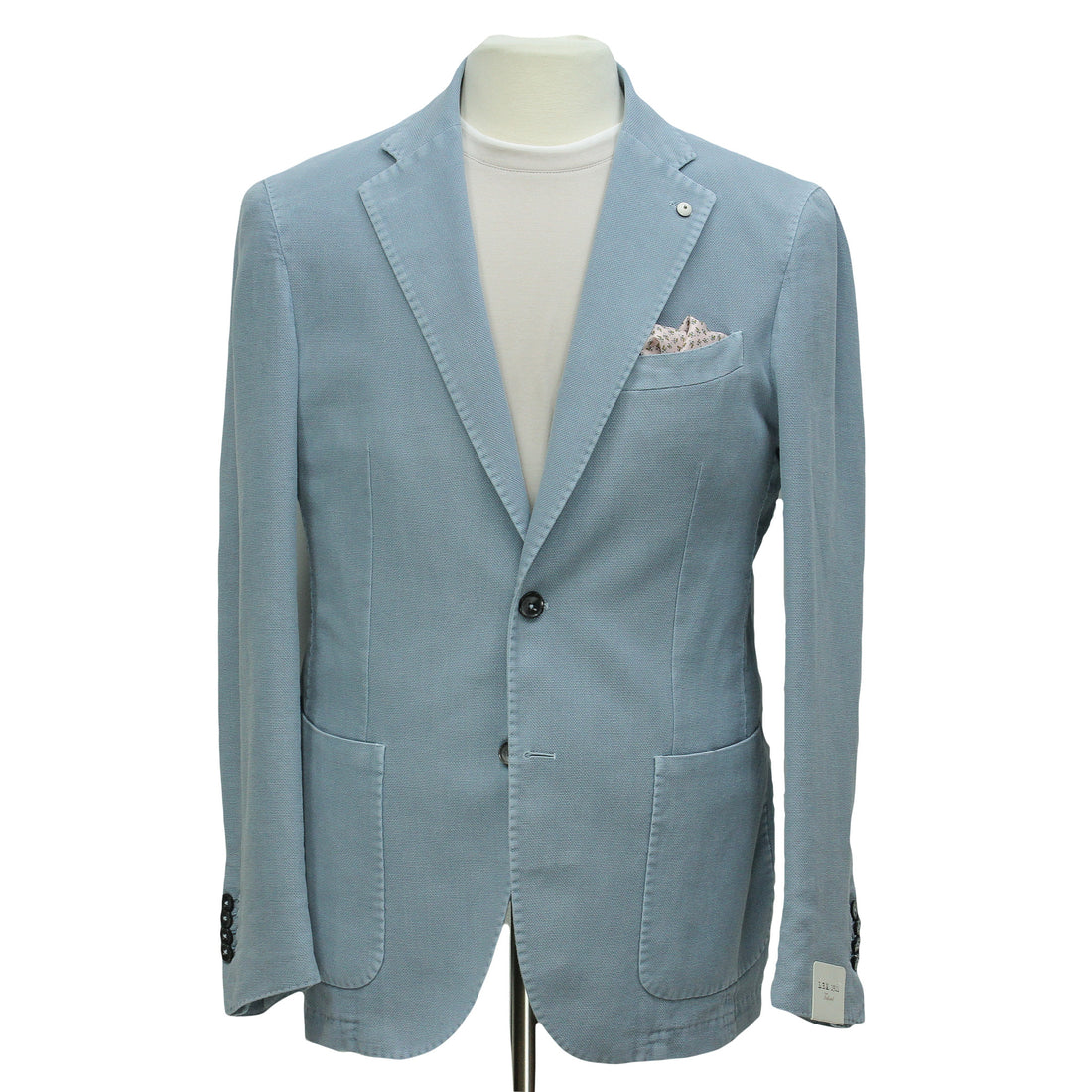 Ocean Blue Solid Cotton-Ramie Unconstructed Sport Jacket - L.B.M. 1911