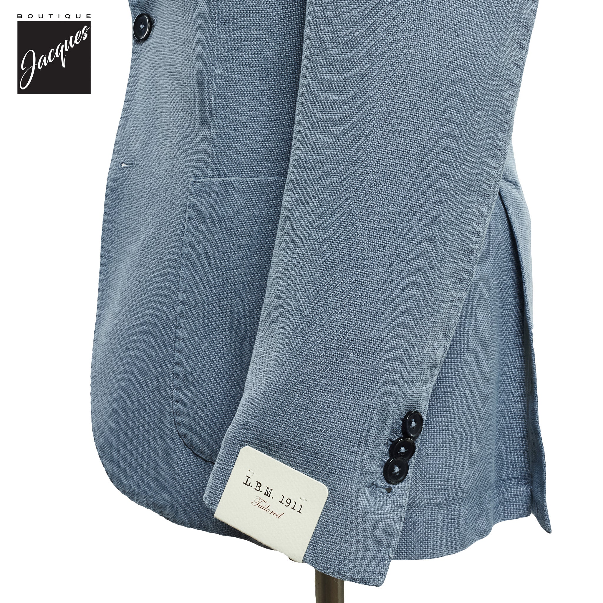 Light Blue Solid Cotton-Ramie Unconstructed Contemporary Fit Sport Jacket - L.B.M. 1911