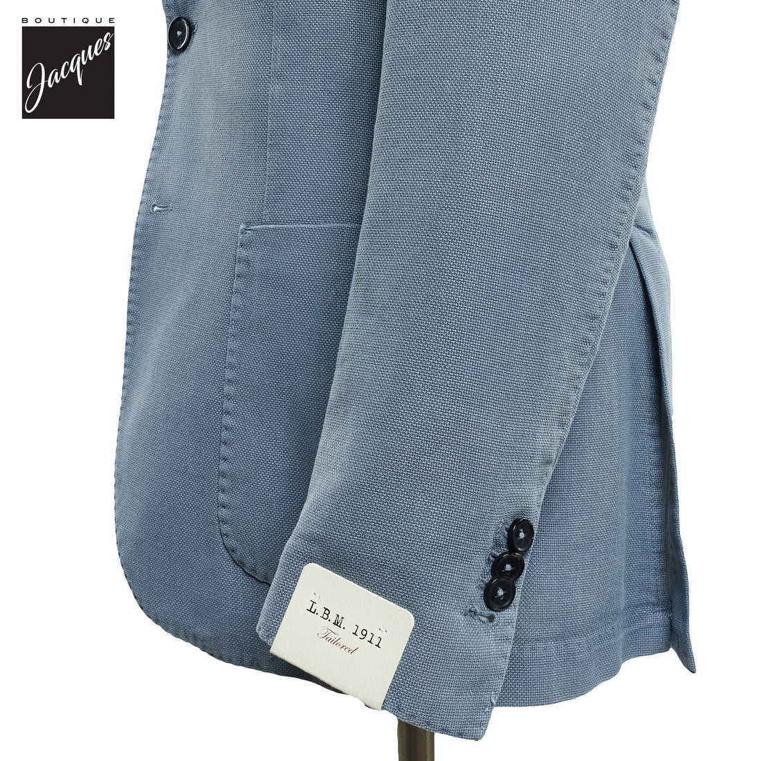 Light Blue Solid Cotton-Ramie Unconstructed Contemporary Fit Sport Jacket - L.B.M. 1911