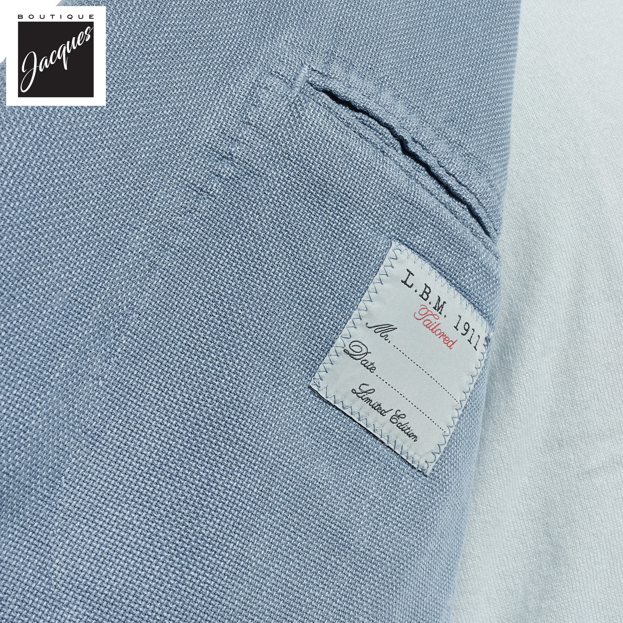 Light Blue Solid Cotton-Ramie Unconstructed Contemporary Fit Sport Jacket - L.B.M. 1911