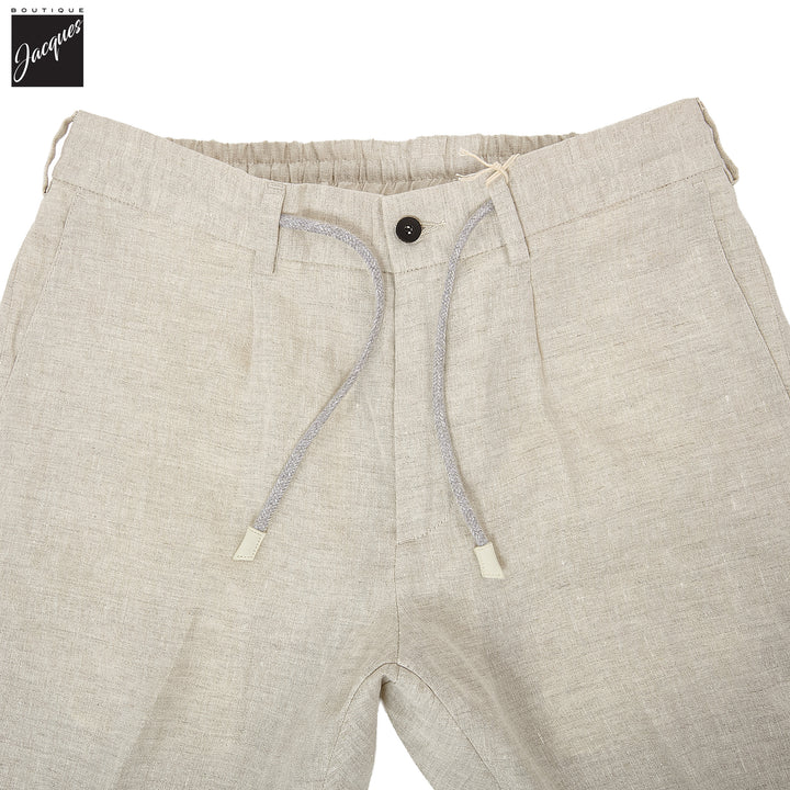 Ecru Linen Jogger-Style Dress Pants - FRADI - Boutique Jacques International