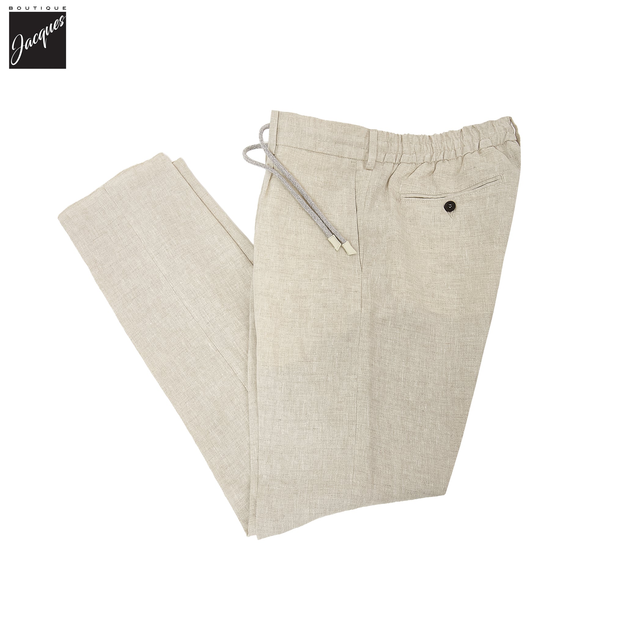 Ecru Linen Jogger-Style Dress Pants - FRADI - Boutique Jacques International