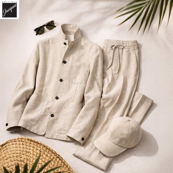 Ecru Linen Jogger-Style Dress Pants - FRADI - Boutique Jacques International