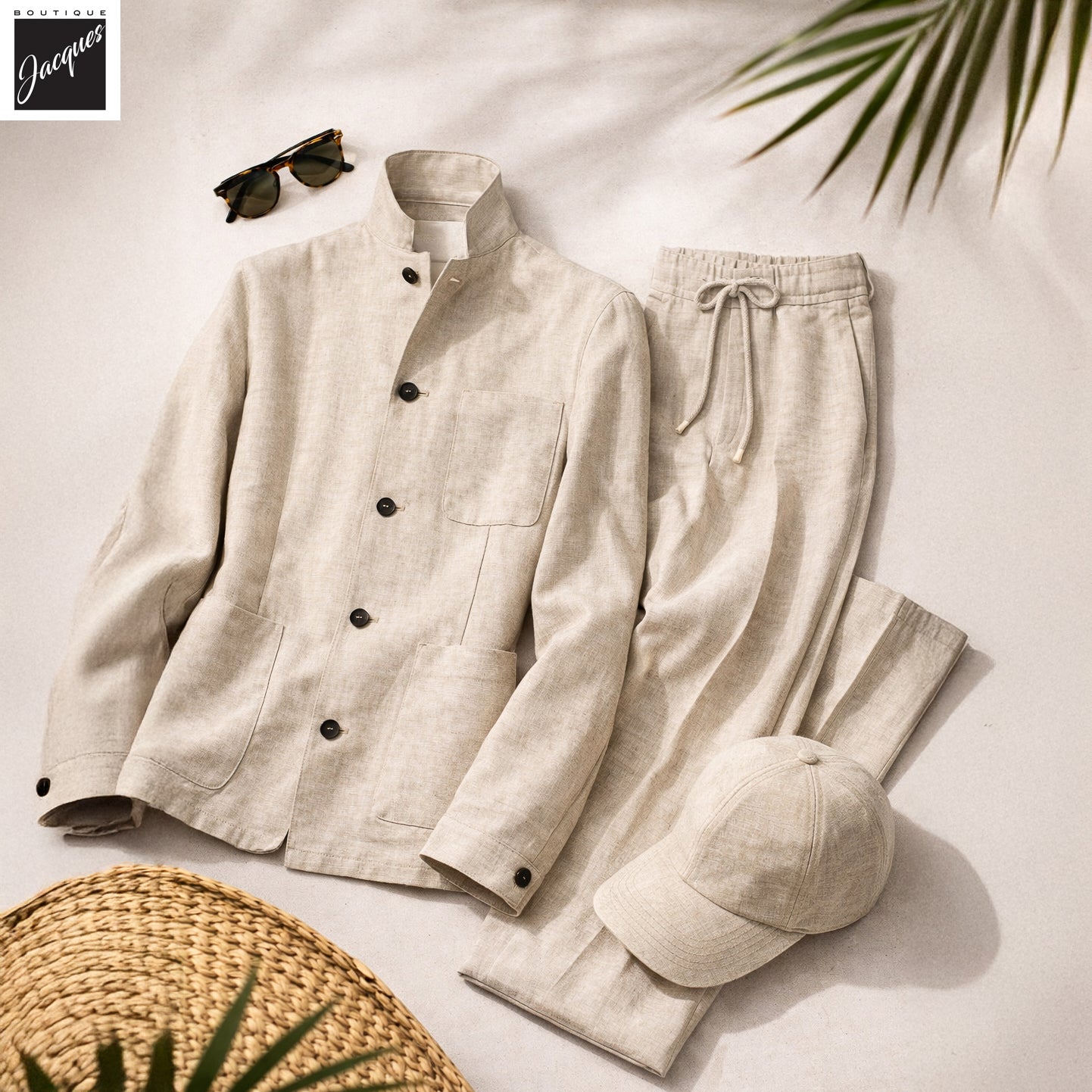 Ecru Linen Cap - FRADI - Boutique Jacques International