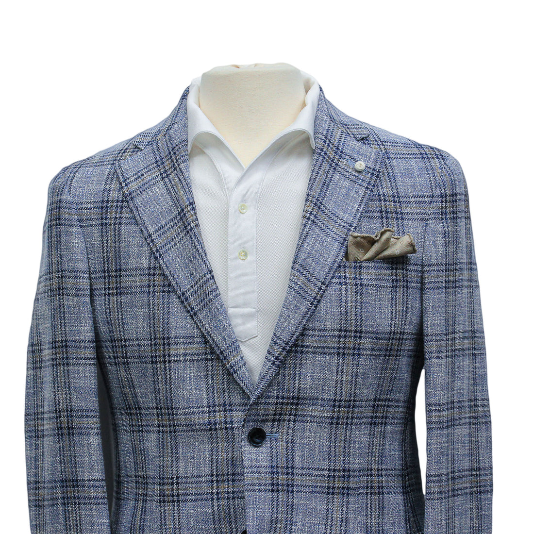 Light Blue Check Cotton-Wool Dream Fit Sport Jacket - Luigi Bianchi