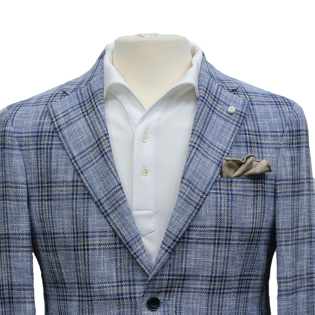 Light Blue Check Cotton-Wool Dream Fit Sport Jacket - Luigi Bianchi