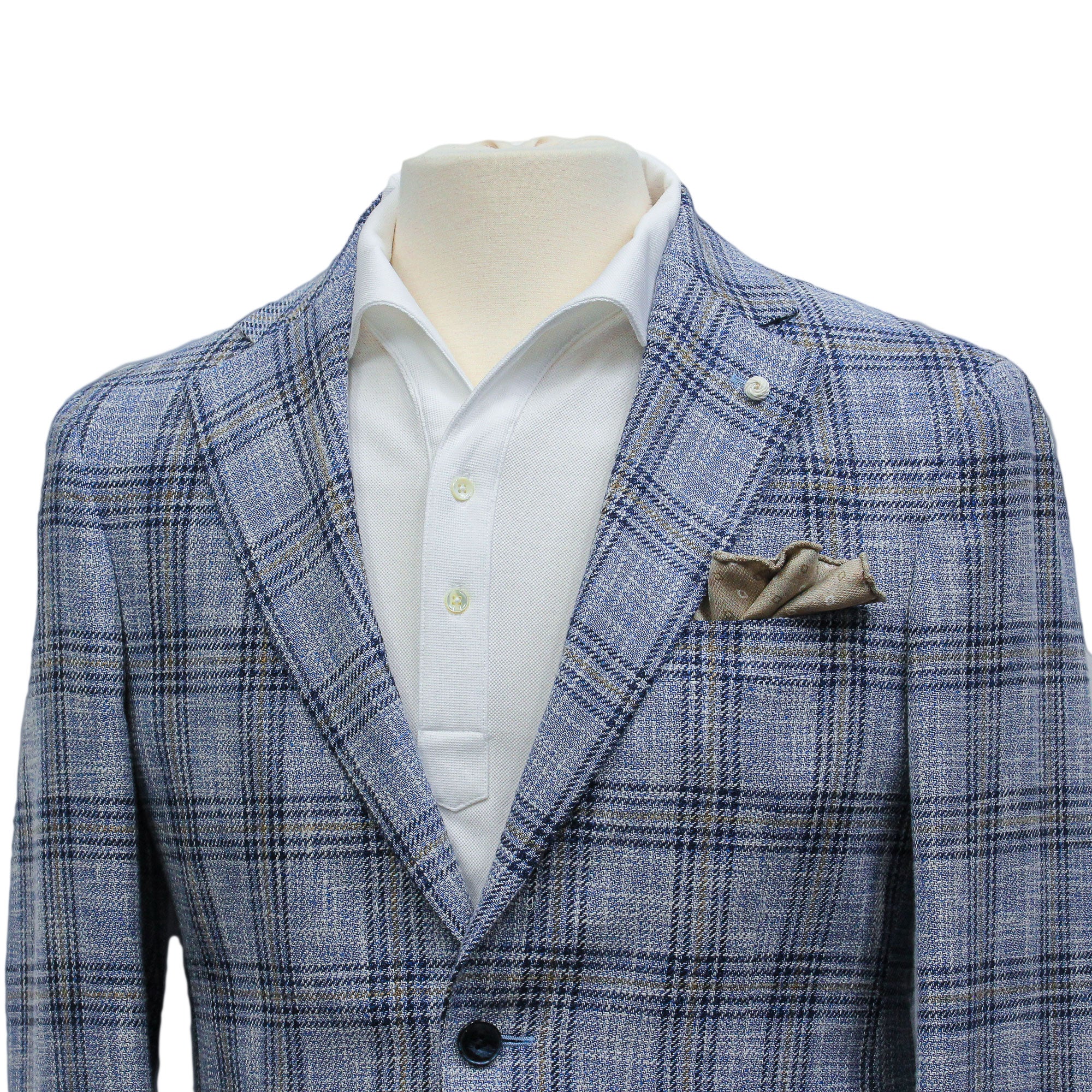 Light Blue Check Cotton-Wool Dream Fit Sport Jacket - Luigi Bianchi