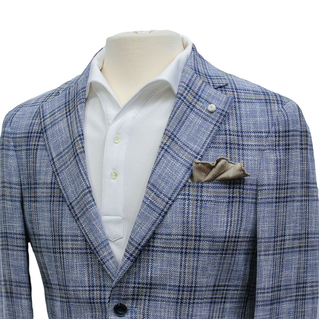 Light Blue Check Cotton-Wool Dream Fit Sport Jacket - Luigi Bianchi