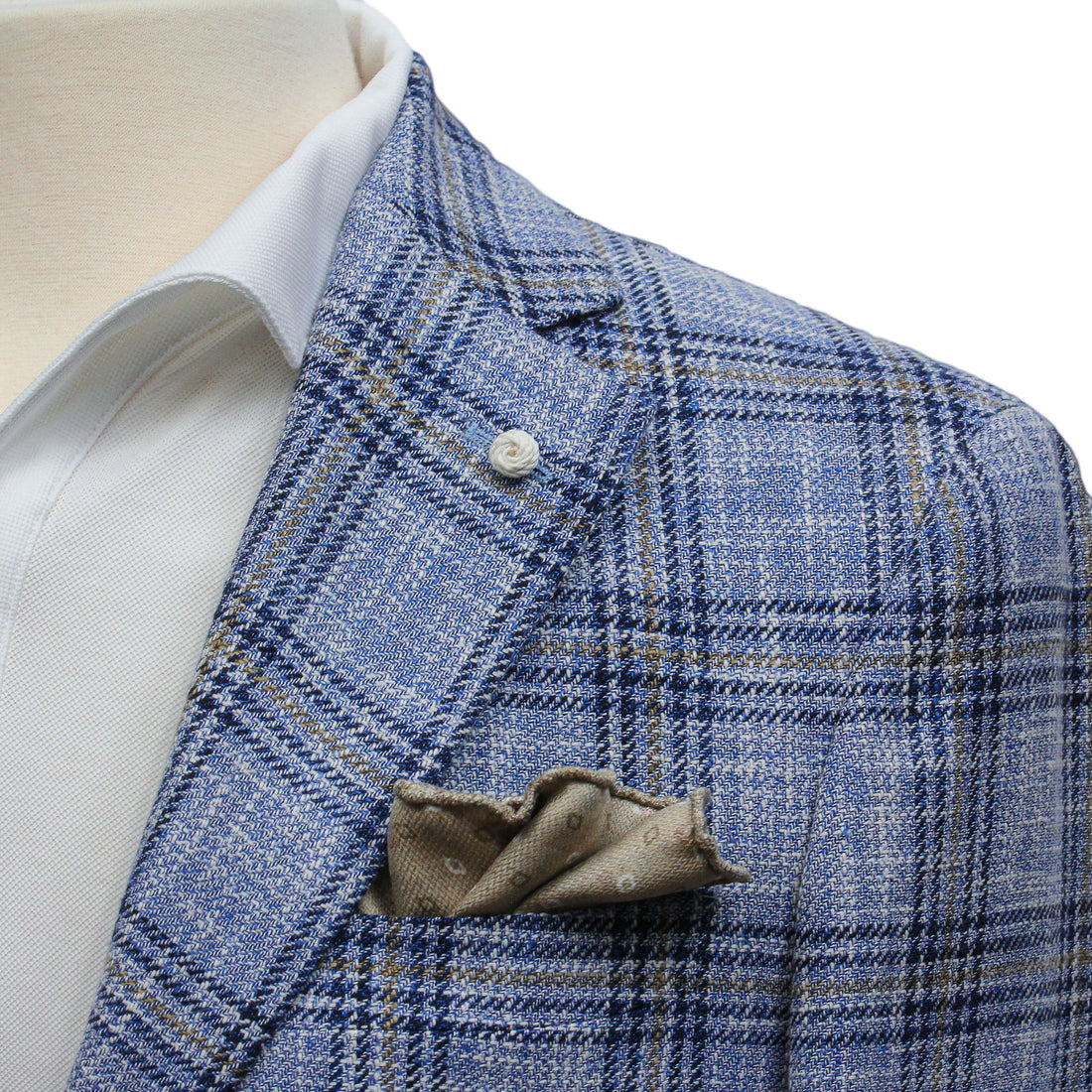 Light Blue Check Cotton-Wool Dream Fit Sport Jacket - Luigi Bianchi
