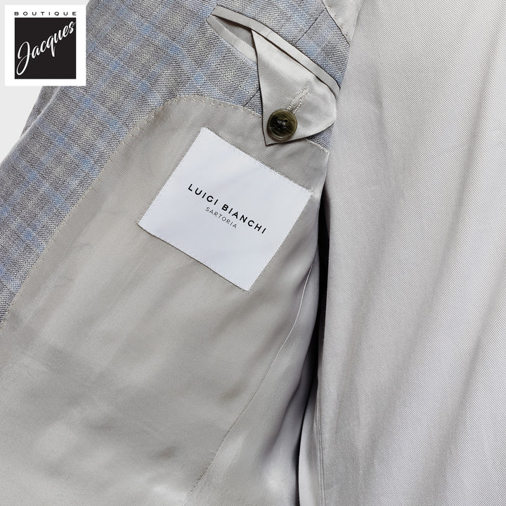 Blue Check Wool-Silk Dream Fit Sport Jacket - Luigi Bianchi