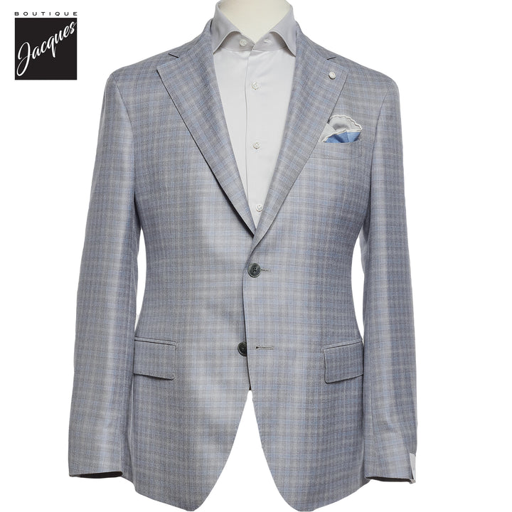 Blue Check Wool-Silk Dream Fit Sport Jacket - Luigi Bianchi