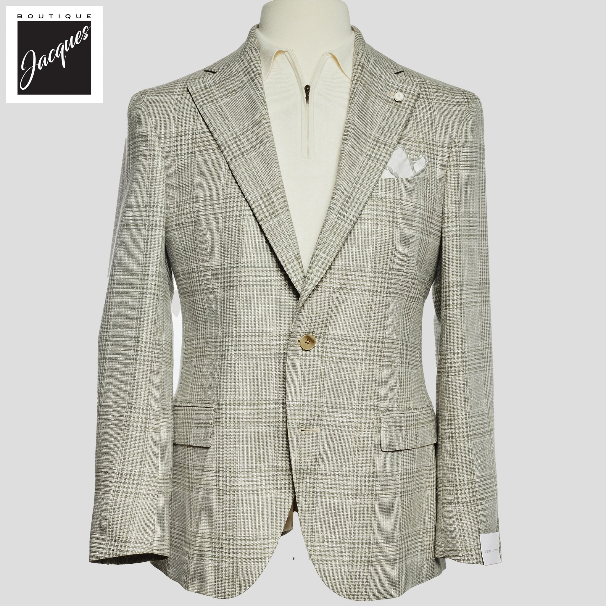 Green Prince of Wales Wool-Silk Dream Fit Sport Jacket - Luigi Bianchi